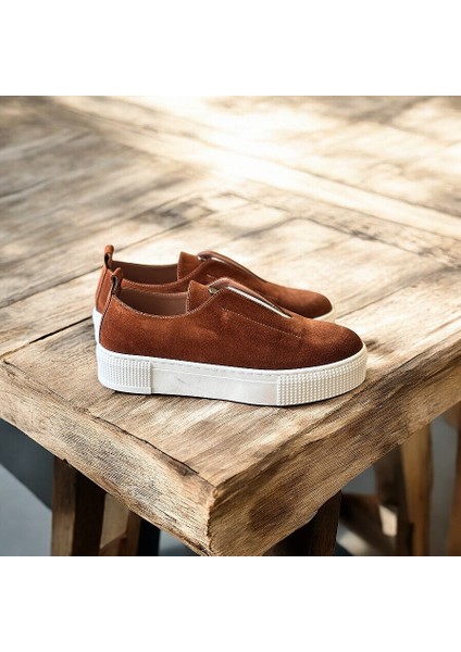 Kahve Süet Lastik Detaylı Günlük Rahat Sneaker