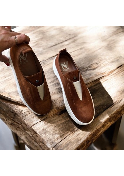 Kahve Süet Lastik Detaylı Günlük Rahat Sneaker