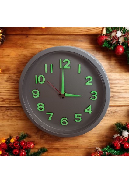 Fosforlu 3D Kabartma Rakam Gümüş Renk Çocuk Odası Duvar Saati Çap 22 cm fırsatları