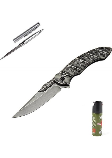 Kişiye Özel Metal Snake Çakı Titanyum HC021 Gri 21 cm
