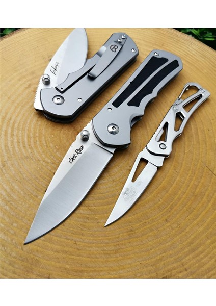18 cm Chris Reewe Marka Komple Çelik Manuel Bıçak Yanında Çelik Mini Çakı ile Birlikte YBCKL5277914