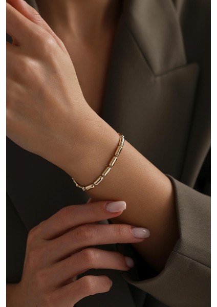 14 Ayar Silndir Altın Bileklik