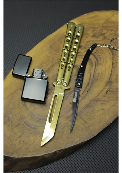 21 cm Gold Renk Tanto Kelebeği Set