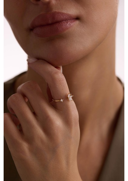 14 Ayar Lotus Taşlı Altın Yüzük modelleri