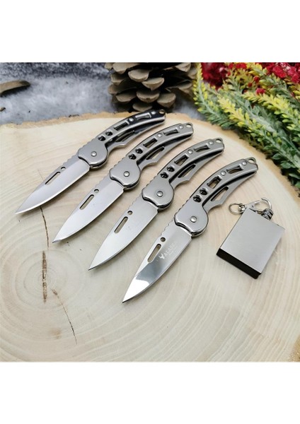 4 Adet 15 cm Boyunda Kemer Klipsli Mükemmel Cep Çakıları Yanında Zippo Kibrit ile Birlikte