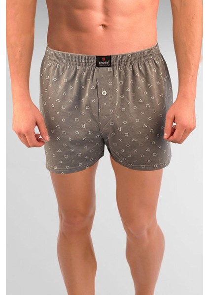 Erdem Gri Baskılı Desenli Penye Boxer 1400YPS