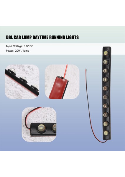 2 x 20W Gündüz Farları Otomatik Drl LED Sürüş Işıkları 10 Cob LED Araba Ampul 200LM Dc 12V (Beyaz Işık) (Yurt Dışından)