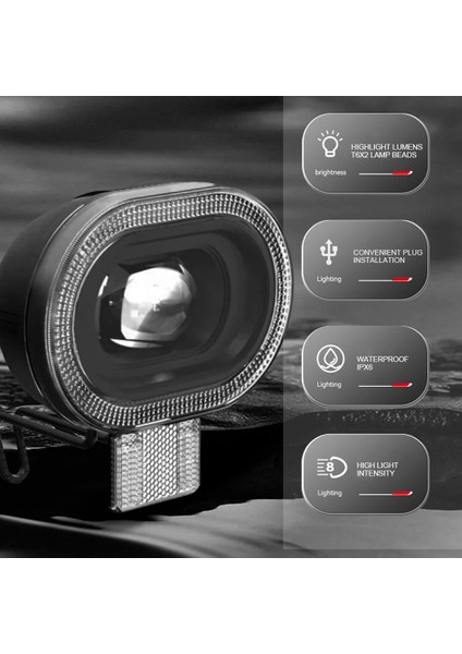 E-Bisiklet LED Far DC12V-48V Ebike 2 Kablo Sm Fiş Ön Lamba Işığı Kar Motoru Bisiklet Scooter Motosiklet Aksesuarları Için (Yurt Dışından)