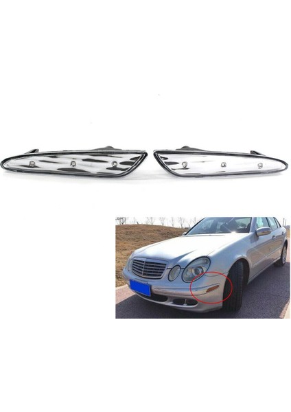 Sol ve Sağ LED Beyaz Yan Işaretleyici Işık Tampon Dönüş Sinyali Lambaları Mercedes-Benz W211 E-Class 2003-06 2118200121 (Yurt Dışından)
