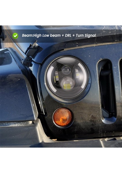 Inç LED Far Yuvarlak 200W Halo Açı Gözler Drl Koşu Lambası Jeep Wrangler Jk Lj Tj Cj 1997-2018 2 Adet (Yurt Dışından)