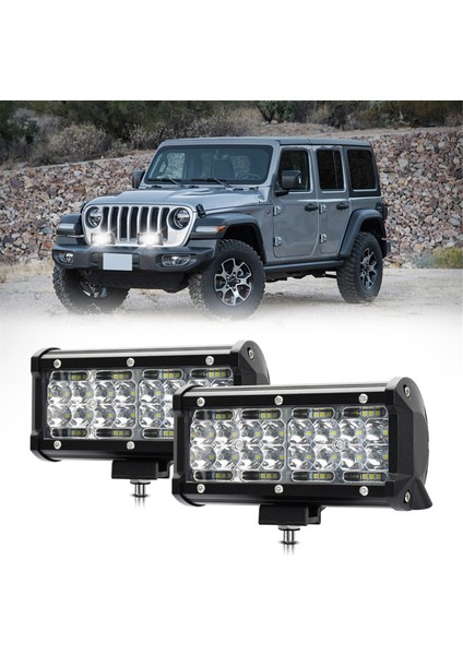 7 Inç LED Işık Çubuğu, 120W 12000LM LED Pod Işıkları Çalışma Işıkları, Spot Sel Kombo Işını Arazi Işık Pod'ları Sis Işıkları 2 Adet (Yurt Dışından) modelleri