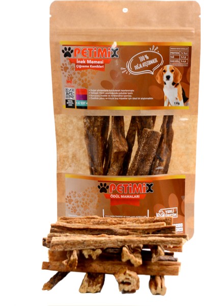 İnek Memesi Çubukları 130g Çiğneme Çubukları Köpek Ödülü