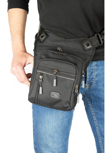 Çok Gözlü Su Geçirmez Bel Bacak Omuz Motosiklet Kurye Çantası Bodybag Siyah-Gri 3470 fiyatları