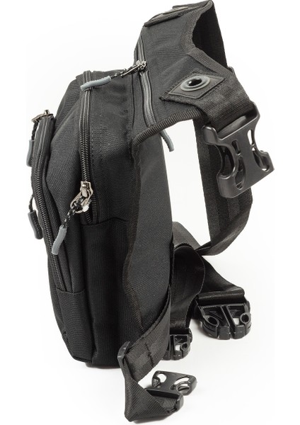 Çok Gözlü Su Geçirmez Bel Bacak Omuz Motosiklet Kurye Çantası Bodybag Siyah-Gri 3470 fırsatları