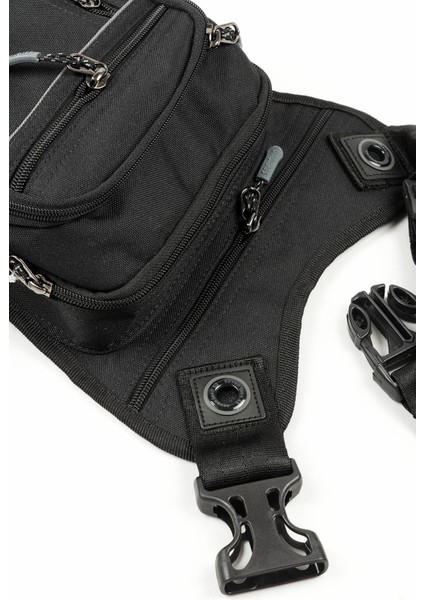 Çok Gözlü Su Geçirmez Bel Bacak Omuz Motosiklet Kurye Çantası Bodybag Siyah-Gri 3470 indirimleri