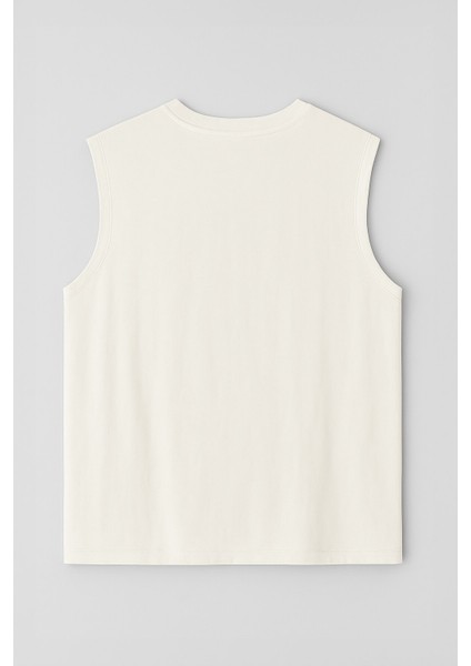Erkek %100 Pamuk Bisiklet Yaka Bear Baskılı Kolsuz T-Shirt