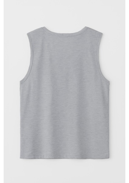Erkek %100 Pamuk Bisiklet Yaka Çapa Baskılı Kolsuz T-Shirt