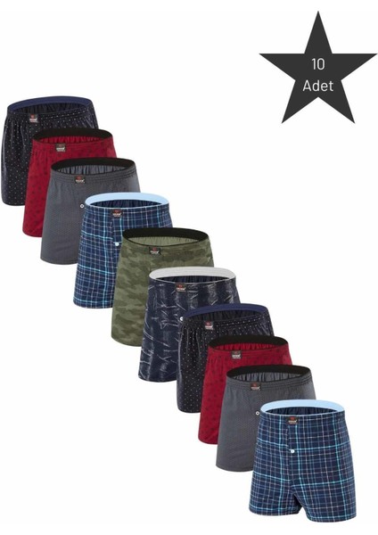Erdem Karışık 10'lu Desenli Penye Boxer S/m Beden 1400DSN