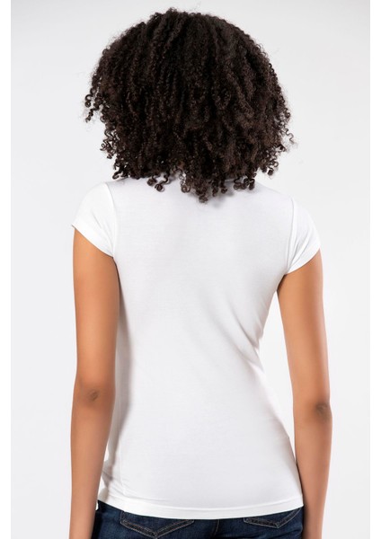 Beyaz Kadın Süper Ince Doğal Bambu Lüks Tişört 2315 modelleri
