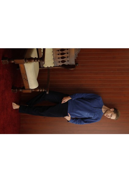 7306 Midi Yaka Polar Uzun Kol Pijama Takım