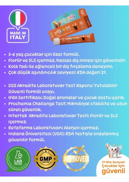 Kids Diş Macunu 3-6 Yaş 50 ml Cola Jelly