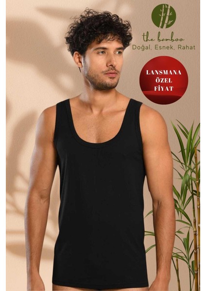 Siyah Süper Ince Erkek Doğal Bambu Lüks Atlet 1114