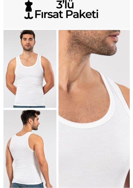 Beyaz 3'lü Micro Modal Premium Erkek Atlet 11333