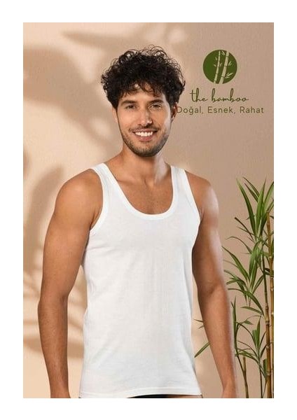 Beyaz 3'lü Süper Ince Erkek Doğal Bambu Lüks Atlet 11143 modelleri
