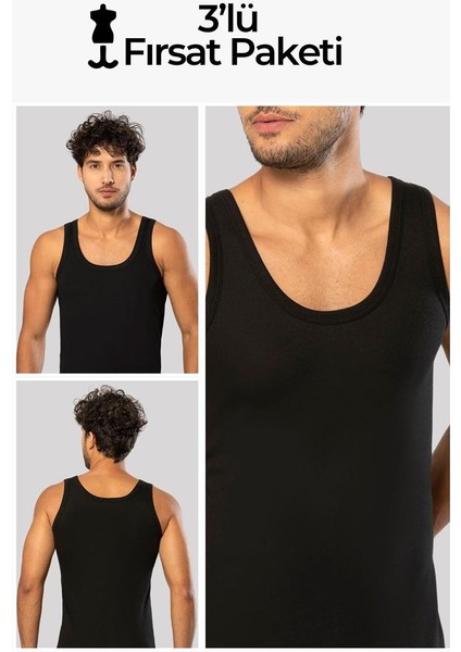 Erdem Siyah 3'lü Erkek Ribana Atlet 1110S3