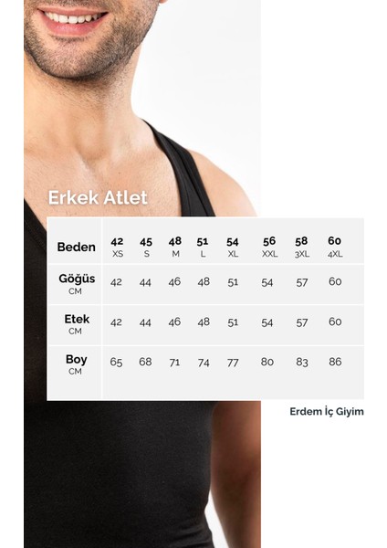 Erdem Siyah 3'lü Erkek Ribana Atlet 1110S3