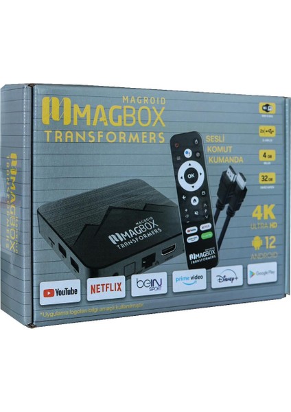 Magroid Transformers 32 GB HDD 4 GB Ram Bluetooth 5G Wifi Ses Komut Kumandalı Android TV Box modelleri