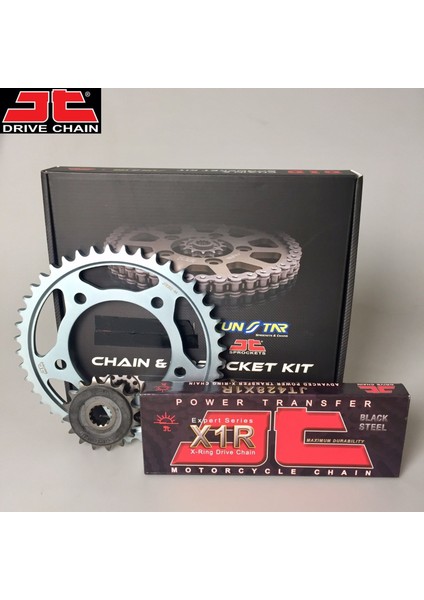 Zincir Dişli Seti Honda Cb 125 R (125 Cc) (2018-2020) / Honda / Cb 125 R / 125CC / Zincir: JT-428X1R (ÇELİK)-134 / Ön-Arka Dişli: Jt (15T-47T) / 2018-2019-2020