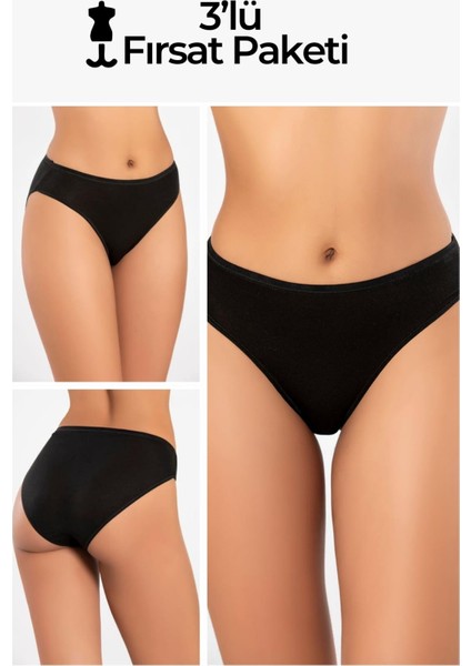 Siyah 3'lümicro Modal Premium Kadın Külot 72643