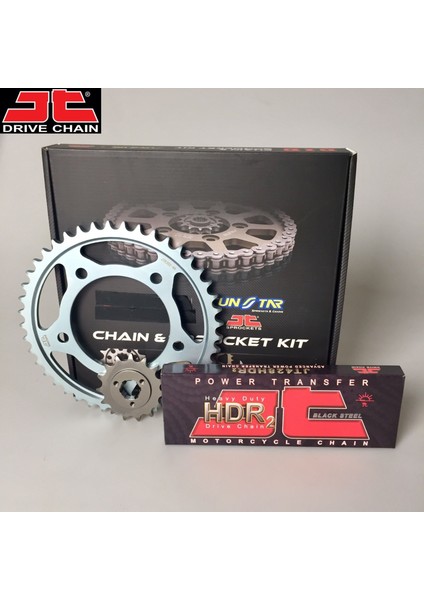 Zincir Dişli Seti Honda Cbr 125 R (125 Cc) (2011-2017) / Honda / Cbr 125 R / 125CC / Zincir: JT-428HDR (ÇELİK)-128 / Ön-Arka Dişli: Sunstar (15T-44T) / 2011-2012-2013-2014-2015-2016-2017