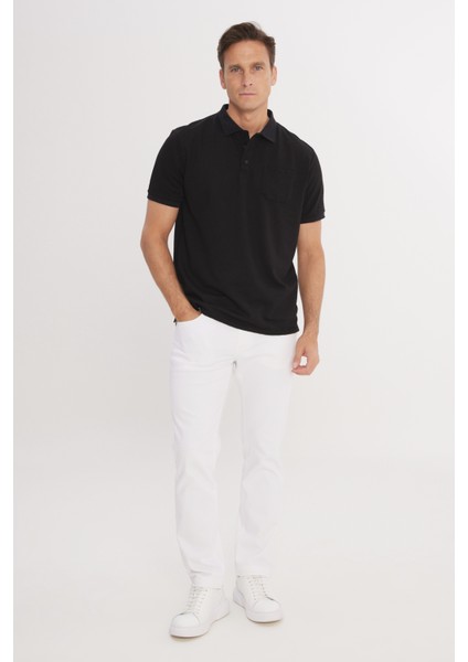 AC&Co / Altınyıldız Classics Erkek Çekmeyen Pamuklu Kumaş Regular Fit Rahat Kesim Koyu Siyah Kıvrılmaz Polo Yaka Cepli Tişört fiyatları