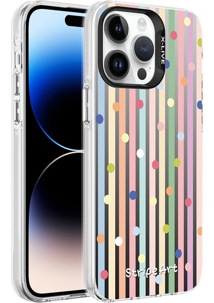 Apple iPhone 14 Pro Kılıf Desenli F10T Silver Sert Kapak-Noktalar