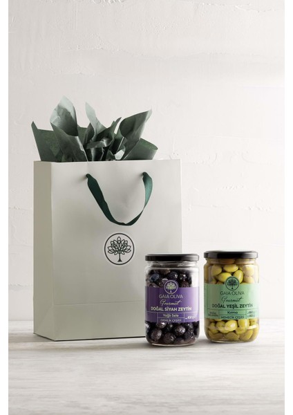 Gemlik Siyah Sele Zeytin ve Domat Yeşil Kırma Zeytinli Seti