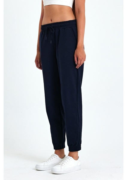 Kadın Siyah-Antrasit Pamuklu Kalın Paçası Lastikli Yüksek Bel Rahat Jogger 2'li Eşofman Altı CMRB95 fırsatları