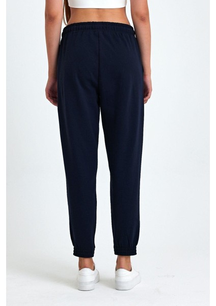 Kadın Siyah-Antrasit Pamuklu Kalın Paçası Lastikli Yüksek Bel Rahat Jogger 2'li Eşofman Altı CMRB95 indirimleri