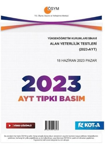 Ayt 2023 Tıpkı Basım