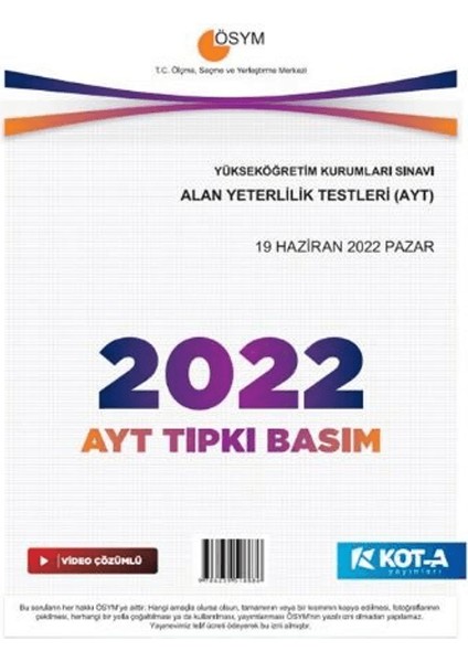 Ayt 2022 Tıpkı Basım