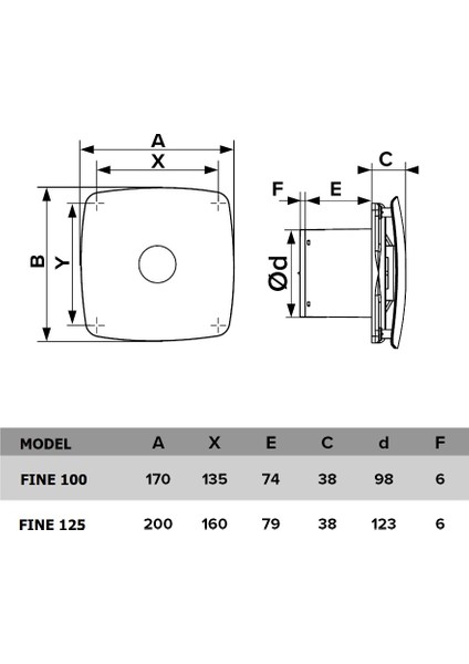 FINE 100 BD – 10'luk Sessiz Tuvalet ve Banyo Aspiratör Havalandırma Fanı