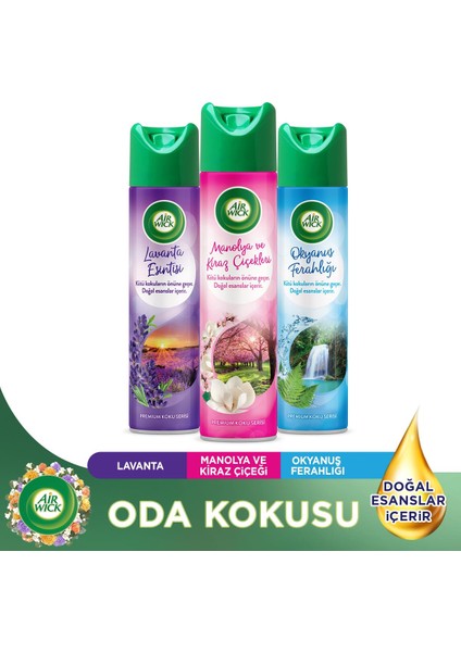 Aerosol Lavanta + Okyanus + Kiraz Çiçekleri 3X300 ml