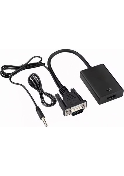 XCC7804 Ses Girişli VGA TO HDMI Dönüştürücü (45 CM AUX Kablo 15 CM VGA Kablo)