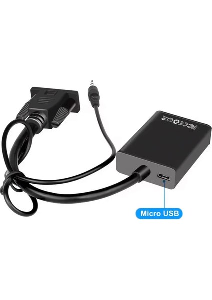 XCC7804 Ses Girişli VGA TO HDMI Dönüştürücü (45 CM AUX Kablo 15 CM VGA Kablo)