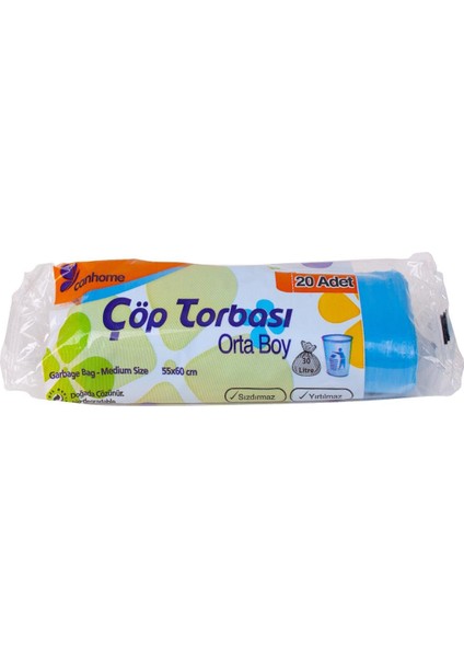 Orta Çöp Torbası Mavi 55X60 cm 20'li