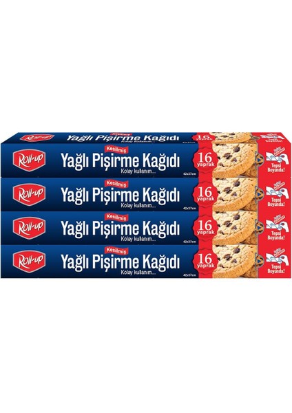Kesilmiş Yağlı Pişirme Kağıdı 16 Yaprak 4lü Kutu Set