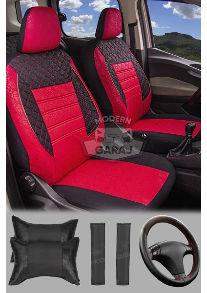 Kia Rio, Ceed, Sephia, Cerato Uyumlu – Gofraj Desenli Spor Oto Koltuk Kılıfı Seti (Konfor Set Dahil)