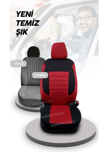 Kia Rio, Ceed, Sephia, Cerato Uyumlu – Gofraj Desenli Spor Oto Koltuk Kılıfı Seti (Konfor Set Dahil) modelleri