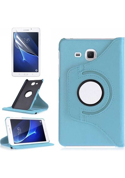 Galaxy Tab 4 T280 Uyumlu Zore Dönebilen Standlı Kılıf-Mavi